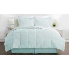 Becky Cameron Comforter Set King Size 8-piece Hypoallergenic Microfiber Aqua