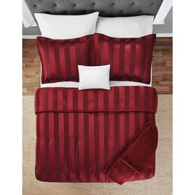 Ms8450345122-04 Beco Industries Mainstays 5-piece Comforter Set Red Merlot Or