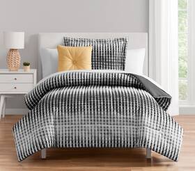 Ms8450345122-18 Beco Industries Mainstays Black And White Geo Stripe 7 Piece Bed In A Bag