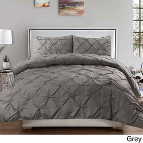 Bed Bath N More 635409297593 Sweet Home Collection 3 Piece Classic Pintuck Pinch Pleated Grey Queen