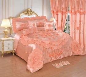 251050 #bedding Lilian Collection Comforter Set Satin Floral With Pillowcases Cushions Slippers