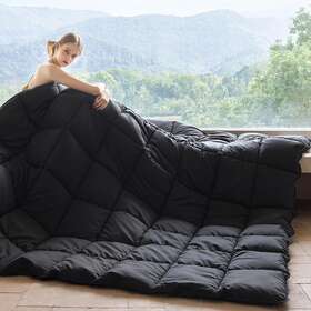 Bedding 711181423457 Down Alternative Comforter Cal King Size All Season Duvet Insert Black Soft Brus