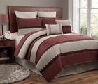 K1980c Bedding Comforter Bed Red Luxury Bag Cmbg. Set- Black 8pc Beige