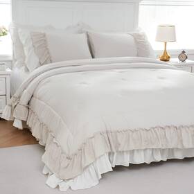 B0brxn21bk Bedding Dreamer Boho Comforter Queen Shabby Chic Set 2 Layers Bohemian Ruff