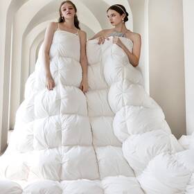 Kacr-08pp-q Bedding Pinch Pleat Goose Down Feathers Comforter Full/queen Size All Season-ultra Soft