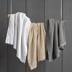 Beddinghouse 711271169074 Cotton Waffle Blanket With Sateen Binding - Full/size Queen White