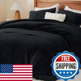 B0fk2nm1hy Bedelite Faux Fur Fleece Twin Comforter Set - Fluffy And Warm Black