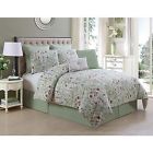 Bedro8 Cottage Floral Set Green Beach Pc " King Comforter White "evangeline