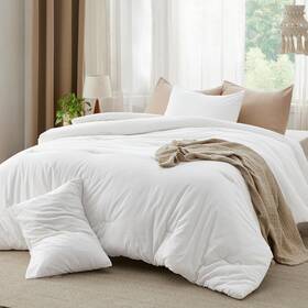 Bedshe 313025467490 Bedsure Comforter Set Queen Size - Cotton Fabric With Microfiber Inner Fill Whi