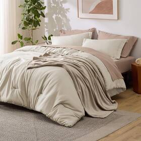 Bedshe 313044318384 Bedsure King Comforter Set Beige 8 Pieces Prewashed Size Bed In A Bag With