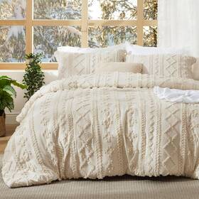 Bedshe 445003234237 Bedsure Tufted Boho Comforter Set Queen Size - Beige Bed Gentlesoft 3