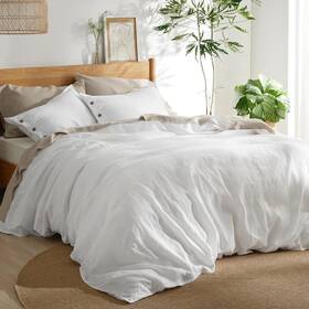 Bedshe 711181896688 Oversized King Comforter Set White - Linen-cotton Blend Fabric With Microfiber