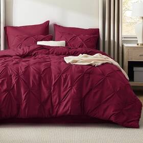 Bedshe 841745168811 Comforter Set Dark Red - Bed In A Bag Size 5 Pieces Twin 12