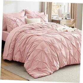 Bedshe 841745193981 Comforter Set - Cal King Bed 7 Pieces Pinch California 18 Pink