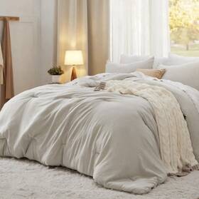 Bedsure 445031876850 King Size Comforter Set Beige Comfy Gentlesoft Bedding All Seasons 3 Pieces