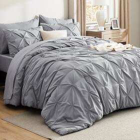 Bedsure 841745117659 King Size Comforter Set - Bedding 7 Pieces Pintuck Bed In A