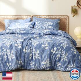 B0bp7jx24m Bedsure Queen Comforter Set - 7 Pieces Floral Blue Soft Bedding Sets Bed