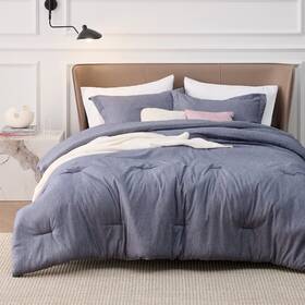 B0byz8ksbq Bedsure Full Comforter Set Denim Grey Soft Bedding All Seasons 3 Pieces