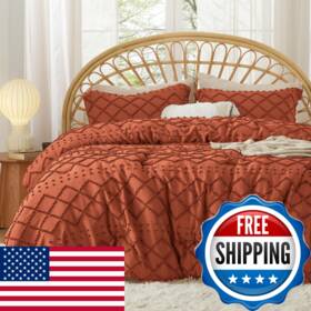 B0cbjmnmf2 Bedsure California King Comforter Set - Terracotta Boho Tufted Shabby