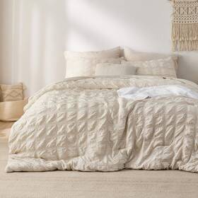 B0cbmpncbq Bedsure Bed In A Bag King - 7 Pieces Plaid Seersucker Bedding Comforter Sets