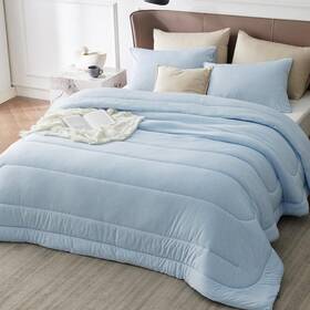B0cmqxs524 Bedsure King Comforter Set - Reversible Cooling/warm Bedding 3-piece Icy Blue