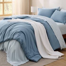B0cwl9pj2s Bedsure King Size Comforter Set - 7 Pieces Grayish Blue Bedding All-season