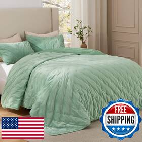 B0fb9kcv81 Bedsure Velvet Fleece Comforter Set Queen Sage Green Lightweight Quilted Bedding