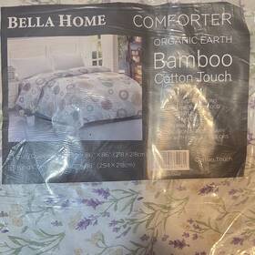 314662281 Bella Home King Comforter Bamboo Fill Cotton Multicolor Floral And Nature