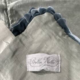 Pal220 Bella Notte Paloma Quilted Blanket Eucalyptus Silk Linen 53x92 Blue Flange