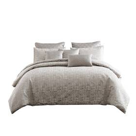 Benjara 192551520028 10 Piece King Polyester Comforter Set With Jacquard Print Grey