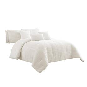 Bm225177 Benjara 6-piece White Solid Print Cotton King Comforter Set