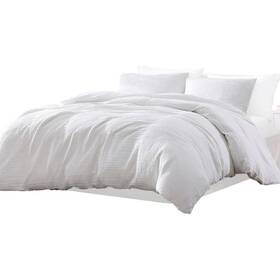 Bm304777 Benjara Uvi 3- Piece White Solid Print Cotton King Comforter Set