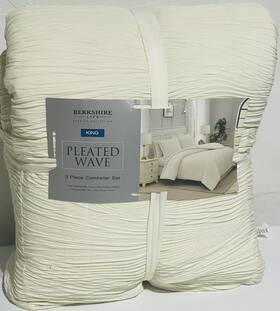 Berkshire 791551970484 Life Pleated Wave 3-piece Comforter Set Ivory King