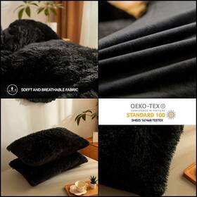 Besfunny 727536981701 Black Faux Fur Comforter Set Queen - 3pcs Down Alternative
