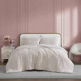 A0005235 Betsey Johnson - King Comforter Set Reversible And Buttery-soft Faux Fur Beddi