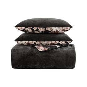 Ushsa51309248 Betsey Johnson Bj Solid 3-piece Black Velvet Full/queen Comforter Set