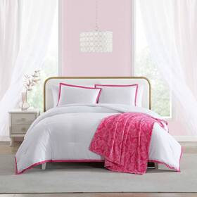 91844824 Betseyville 3pc Twin Signature Hotel Microfiber Comforter Set White/pink Modern