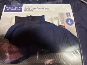 Better Homes 675716965808 King Navy Microplush 3 Piece Comforter Set