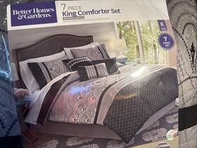 Better Homes 735732362682 King Microfiber Art Deco Metallic 7 Piece Comforter Set