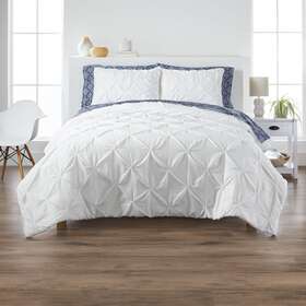 Better Homes & Gardens 980110558250 3 Piece White Cotton Blend Pintuck Comforter Set King