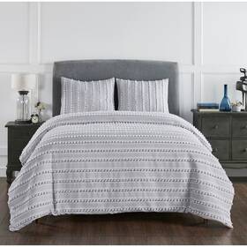 Better Trends 193675015599 Angelique Comforter Set 100% Cotton Tufted Gray King