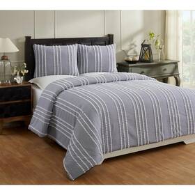 Better Trends 840053098049 Winston Comforter 3-piece Navy King 100% Cotton Tufted Chenille