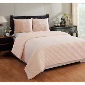 Better Trends Olivia Comforter Set 100% Cotton Tufted Soft Peach Queen