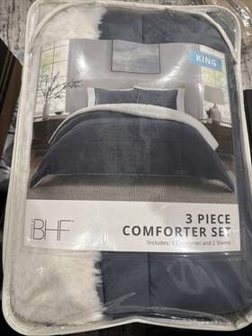 Bhf 008889231591 King Size Comforter 3 Piece Set -navy 110 Inch X96