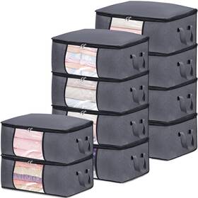 B0fpdwz8bn Bicine 10 Pack Clothes Storage Bags With Zipper 45l Foldable Blanket Bo