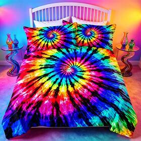 B07tjx9gg1 Blessliving Tie-dye Comforter Set Queen - Hippie Black Purple Blue Bed