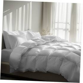 Blue Ridge Home Fashions 788904922900 Goose Down Fiber Comforter Queen Size- All Season Duvet Insert 100% Cotton