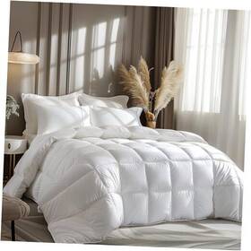 Blue Ridge Home Fashions 788904923952 Luxurious Size Goose Feather Down Fiber Comforter Duvet Queen White