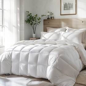 Br0004189 Blue Ridge Home Fashions Goose Feather Down Fiber Comforter/full Size Hotel Collection Queen All Season