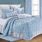 Blue White Williamsburg Lace Collectiom Bedding King Comforter Quilt And Bedskirt Sale New 008246059271